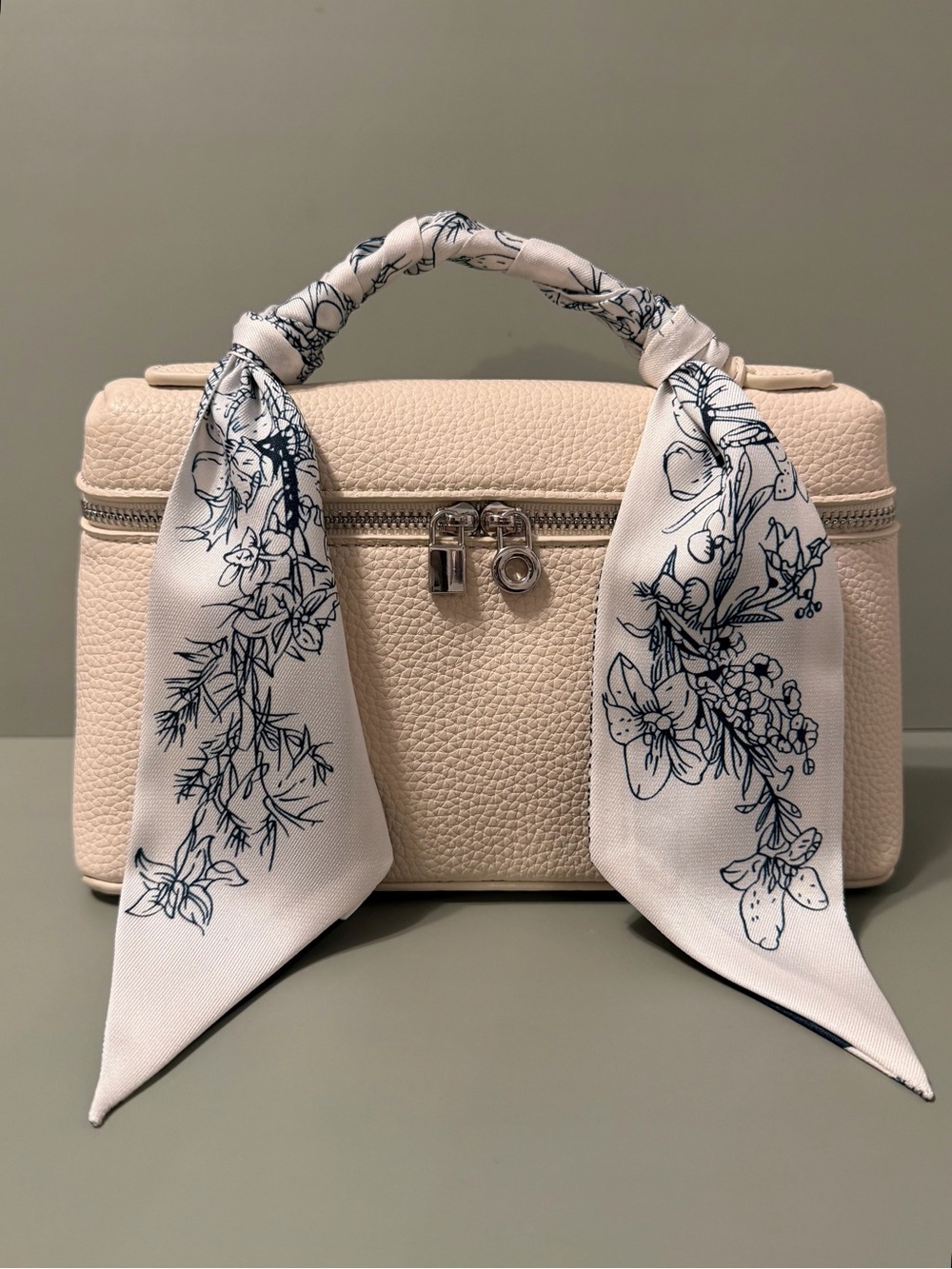 Cream Pebbled “Lana” top handle Bag